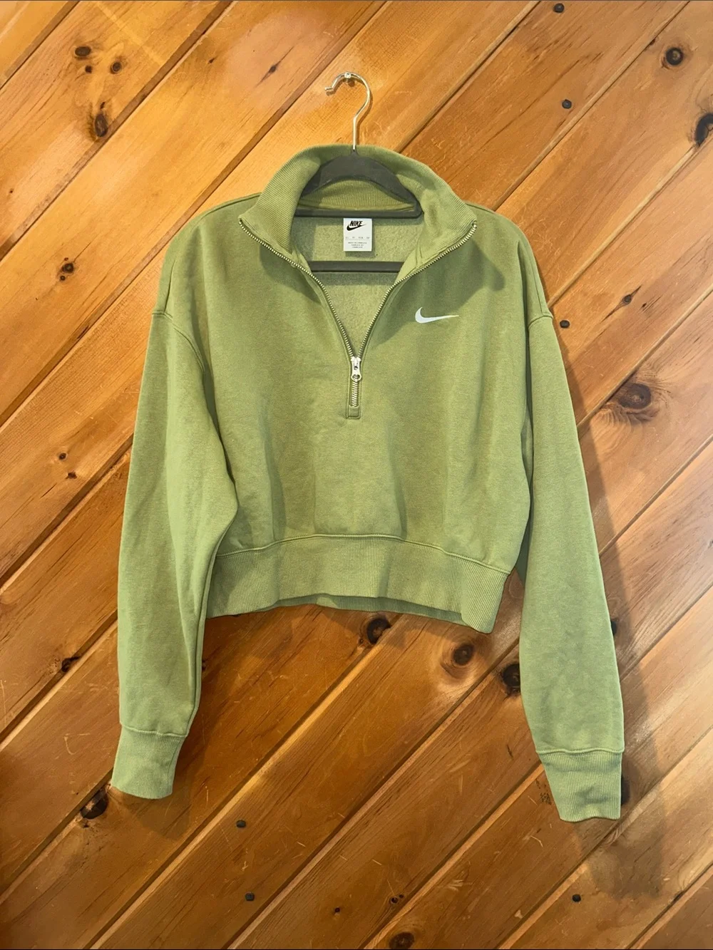 Nike Sportswear Phoenix Fleece Oversized 1/2-Zip Crop Alligator Green Sweatshirt